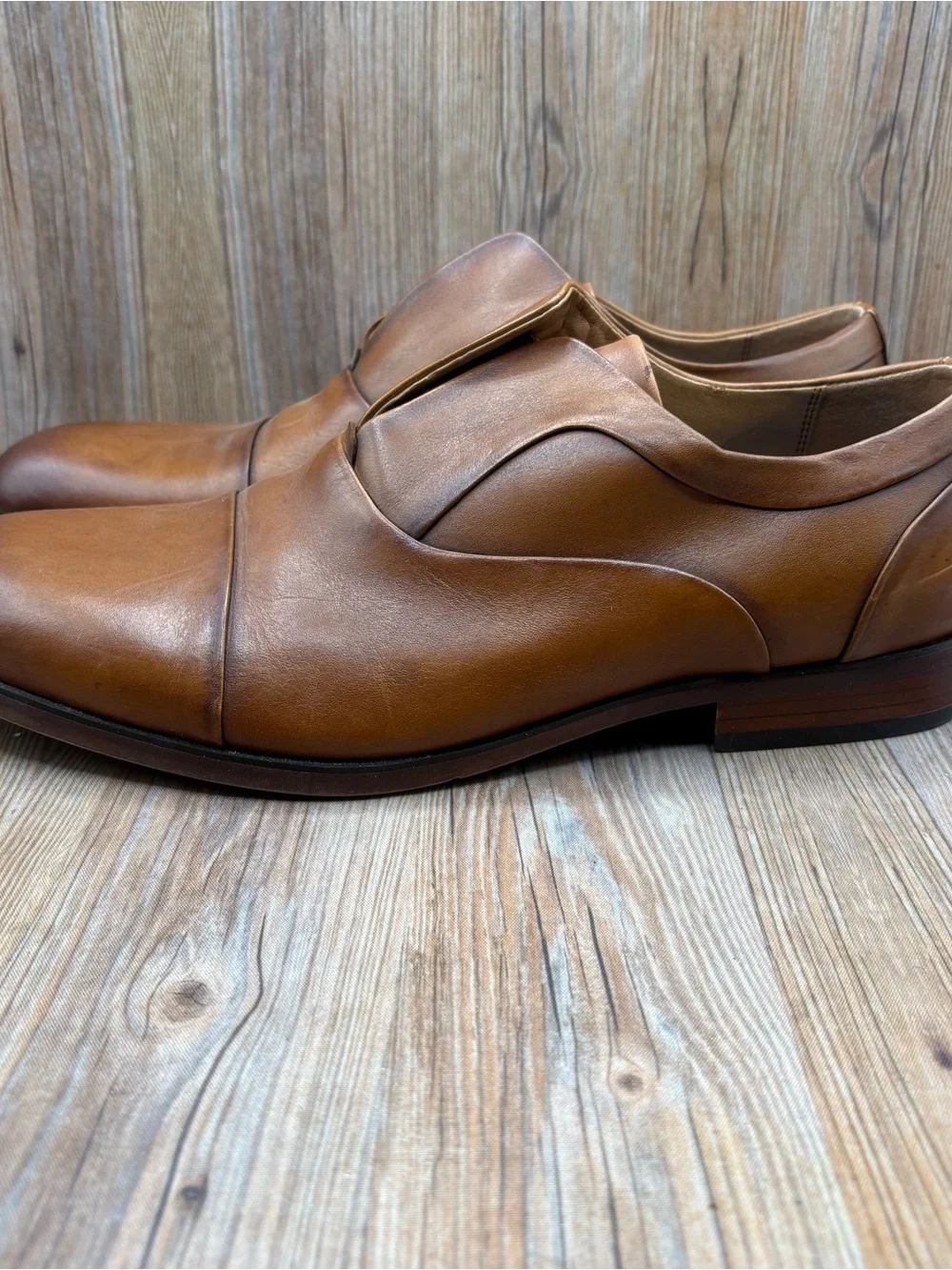 Steve Madden Schemer Mens Brown Leather Slip-On Casual Dress Shoes Size 12